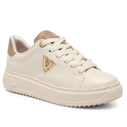 Imagem de Tênis Feminino Via Marte Flatform Strass Off White/Dourado
