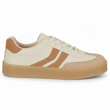 Imagem de Tênis Feminino Vizzano Casual Retro Estiloso Solado Marrom Plataforma Original Confortável -