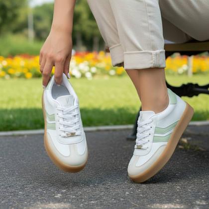 Imagem de Tênis Feminino Vizzano Casual Retro Estiloso Solado Marrom Plataforma Original Confortável -