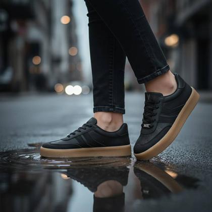 Imagem de Tênis Feminino Vizzano Casual Retro Estiloso Solado Marrom Plataforma Original Confortável -