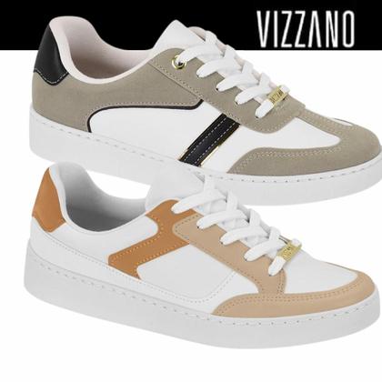 Imagem de Tênis Feminino Vizzano Pelica Casual Basico Bicolor Branco Estiloso