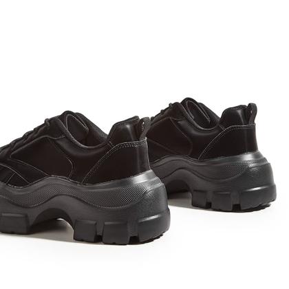 Imagem de Tênis femininos LUCKY STEP Chunky Platform Dad, pretos, tamanho 8, EUA