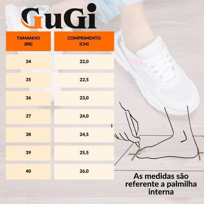 Imagem de Tênis GuGi Feminino Esportivo Branco Caminhada Cloe 621-GG
