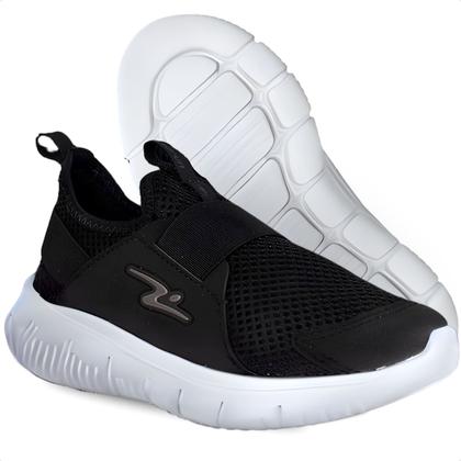 Imagem de Tênis Infantil Adrun Flex Moove Escolar Calce Fácil Preto E Branco Volta ás Aulas Original Escola Escolar Colégio Durabilidade Confortável Menino Meni