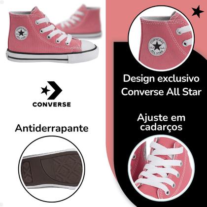 Tênis Infantil Bebê Converse Original Menina Feminino Cano Alto Fashion Confortável Imagem de Tênis Infantil Bebê Converse Original Menina Feminino Cano Alto Fashion Confortável