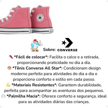 Tênis Infantil Bebê Converse Original Menina Feminino Cano Alto Fashion Confortável Imagem de Tênis Infantil Bebê Converse Original Menina Feminino Cano Alto Fashion Confortável
