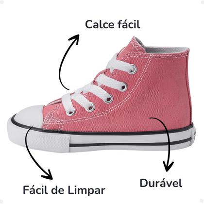 Tênis Infantil Bebê Converse Original Menina Feminino Cano Alto Fashion Confortável Imagem de Tênis Infantil Bebê Converse Original Menina Feminino Cano Alto Fashion Confortável