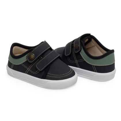 Imagem de Tenis Infantil Bebê Sem Cadarço Preto com Verde Pimpolho