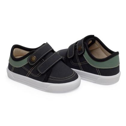 Imagem de Tenis Infantil Bebê Sem Cadarço Preto com Verde Pimpolho