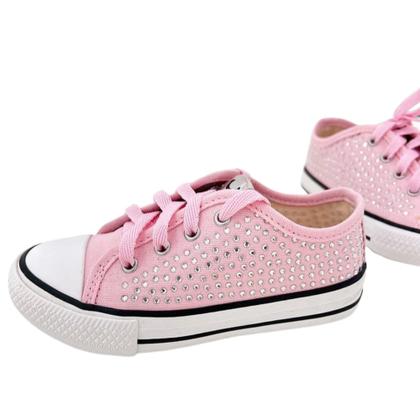 Imagem de Tênis Infantil Canvas Feminino Cano Curto com Pedrinhas 2212