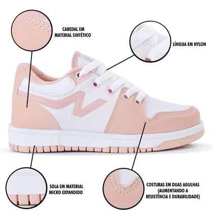 Imagem de Tênis Infantil Casual Nippos Feminino Cano Baixo Escolar