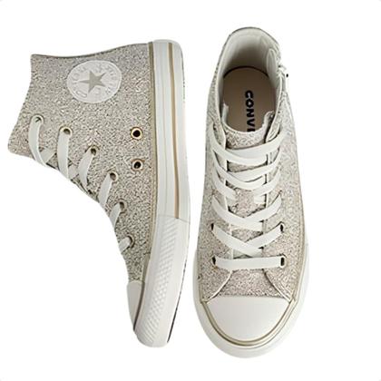 Imagem de Tênis Infantil Converse All Star Original Side Zip Pretty Patina Cano Alto Brilho Estiloso
