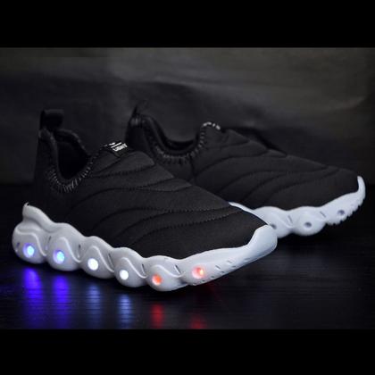 Imagem de Tenis Infantil De Led Calce Facil Elastico Meninos Masculino + Oculos Relogio