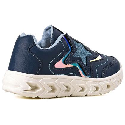 Imagem de Tenis Infantil De Led Meninas Estrela Holografico Casual LIGHT + Chinelo Oculos Relogio