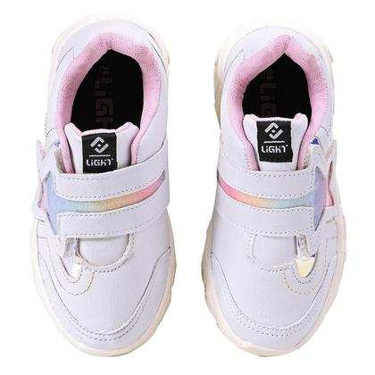 Imagem de Tenis Infantil De Led Meninas Estrela Holografico Casual LIGHT + Oculos Relogio