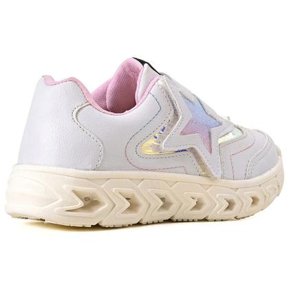 Imagem de Tenis Infantil De Led Meninas Estrela Holografico Casual LIGHT + Oculos Relogio