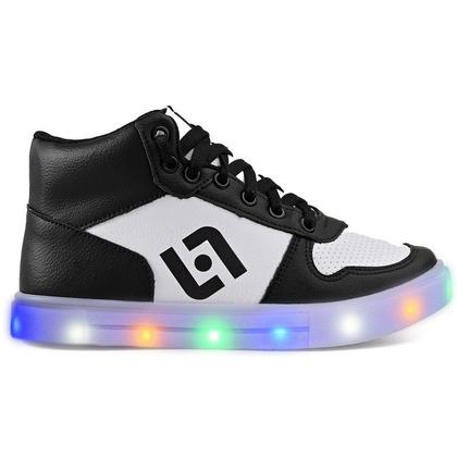 Imagem de Tenis Infantil De Led Meninos Botinha Cano Alto Escolar Casual Basico + Chinelo Oculos Relogio