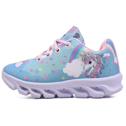 Imagem de Tenis Infantil De Led Unicornio Calce Facil Meninas LIGHT + Chinelo Oculos Relogio