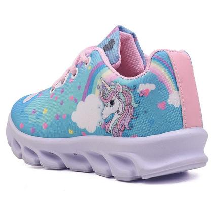 Imagem de Tenis Infantil De Led Unicornio Calce Facil Meninas LIGHT + Oculos Relogio