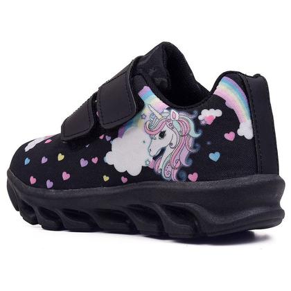 Imagem de Tenis Infantil De Led Unicornio Calce Facil Meninas LIGHT + Oculos Relogio