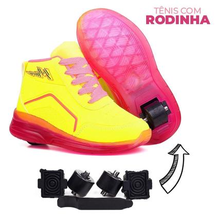 Imagem de Tênis Infantil De Rodinha Unissex Minipé com Led Cano Alto Feminino e Masculino