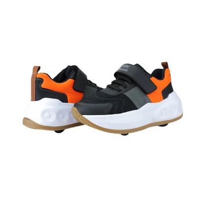 Imagem de Tênis Infantil de Rodinhas Bibi Skatenis Preto com Laranja