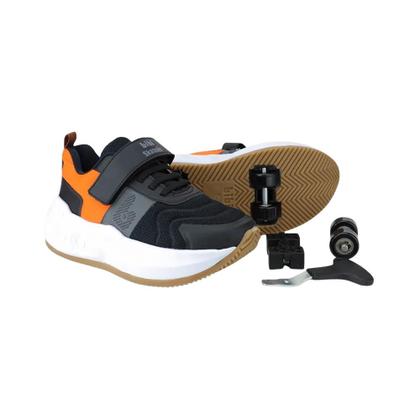 Imagem de Tênis Infantil de Rodinhas Bibi Skatenis Preto com Laranja
