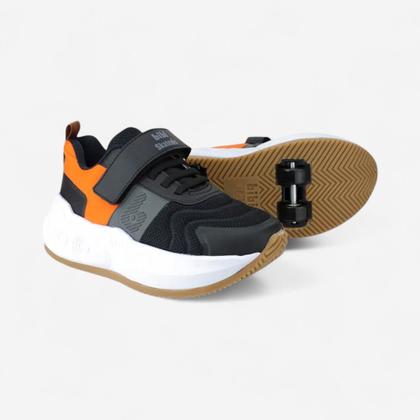 Imagem de Tênis Infantil De Rodinhas Bibi Skatenis Preto com Laranja