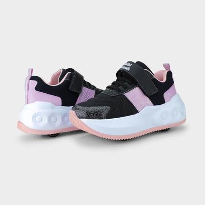 Imagem de Tênis Infantil de Rodinhas Bibi Skatenis Preto com Lilás