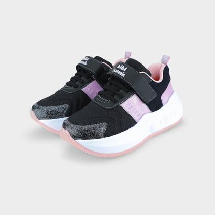 Imagem de Tênis Infantil de Rodinhas Bibi Skatenis Preto com Lilás