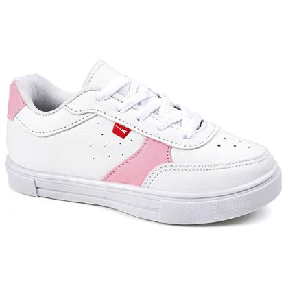 Imagem de Tênis Infantil  Feminino Casual Sneaker Sapatenis Original Menina - Branco/Rosa + Relogio