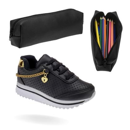 Imagem de Tênis Infantil Feminino Com 2 Cores Tam 24 ao 34 Com Estojo