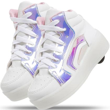 Tênis Infantil Feminino Com Rodinhas E Led Luzinha Que Pisca