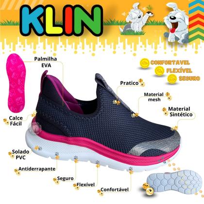 Imagem de Tênis Infantil Feminino Klin Way Calçado sem Cadarço para menina 354004