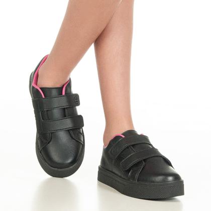 Imagem de Tênis Infantil Feminino Menina Casual Escolar Dia a Dia Preto Pink 193.024-409-195.053-409
