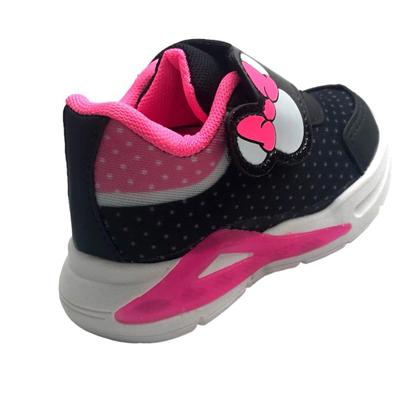 Imagem de Tênis Infantil Feminino Menina Laço Calce Fácil Luz De Led Que Acende Confortável Leve Macio Ajuste em tiras Auto Colantes Personagem Minnie