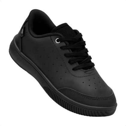 Imagem de Tênis Infantil Kidy Colegial Escolar Volta ás Aulas Preto Escola Colégio Cadarços Confortável Durável