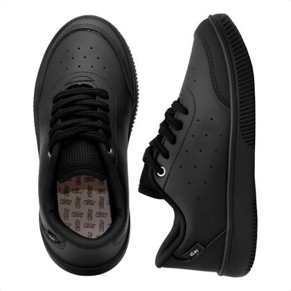 Imagem de Tênis Infantil Kidy Colegial Escolar Volta ás Aulas Preto Escola Colégio Cadarços Confortável Durável