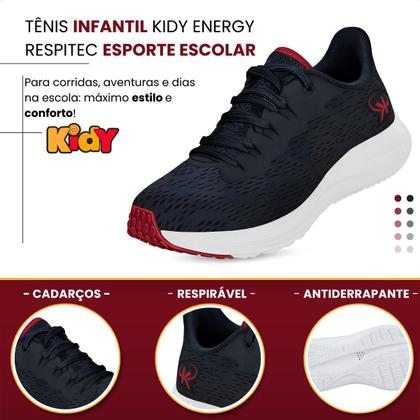 Imagem de Tênis Infantil Kidy Energy Esportivo Marinho E Vermelho Escolar Escola Colegial Colégio Original Menino Masculino Conforto Durabilidade AnatômicoVolt