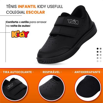 Imagem de Tênis Infantil Kidy Usefull Colegial Escolar Colégio Volta às Aulas Confortável Durável