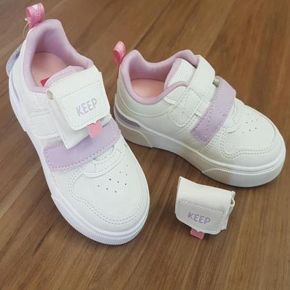 Imagem de Tênis Infantil Klin Sky 317 Branco/Lavanda/Rosa Doce