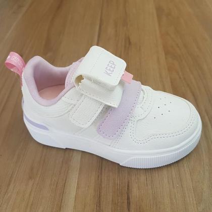 Imagem de Tênis Infantil Klin Sky 317 Branco/Lavanda/Rosa Doce