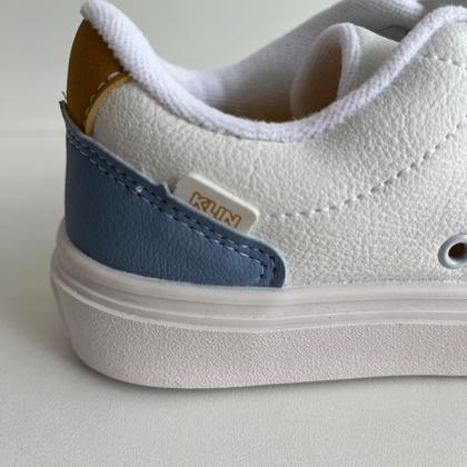 Imagem de Tênis Infantil Klin Volta às Aulas Branco Gelo Azul Prático