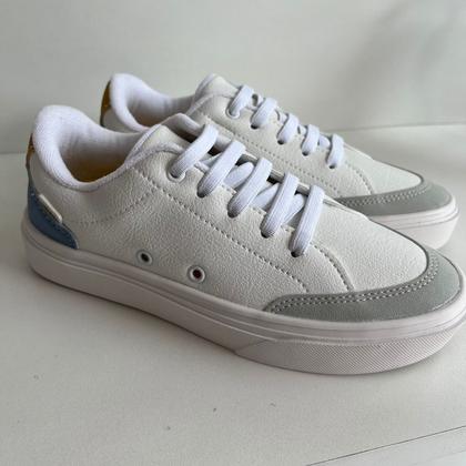 Imagem de Tênis Infantil Klin Volta às Aulas Branco Gelo Azul Prático