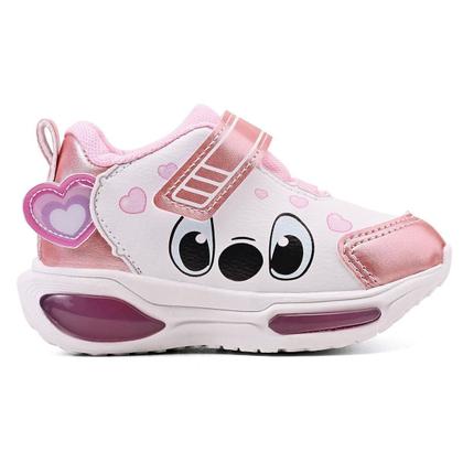 Imagem de Tênis Infantil Led Feminino Stitch Minipé Luzinha Menina Casual