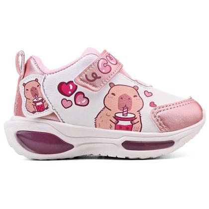 Imagem de Tênis Infantil LED MInipé Menina Capivara Casual Escola Feminino