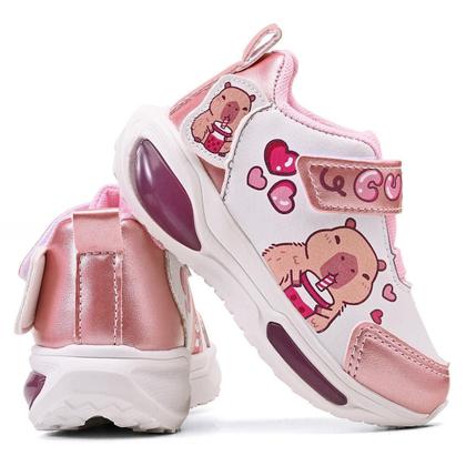 Imagem de Tênis Infantil LED MInipé Menina Capivara Casual Escola Feminino