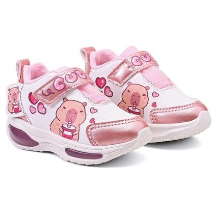 Imagem de Tênis Infantil LED MInipé Menina Capivara Casual Escola Feminino