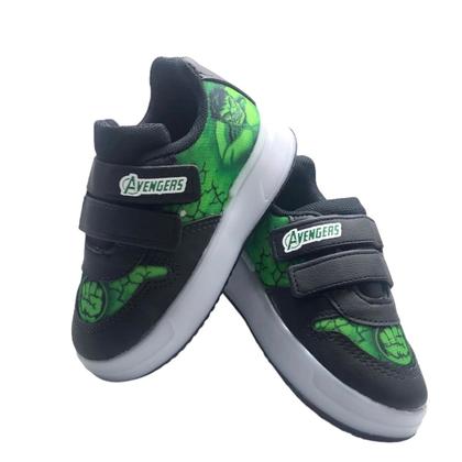 Imagem de Tênis Infantil Masculino Menino Hulk Personagem Luz que Pisca Casual Confortável Macio Leve Calce Fácil