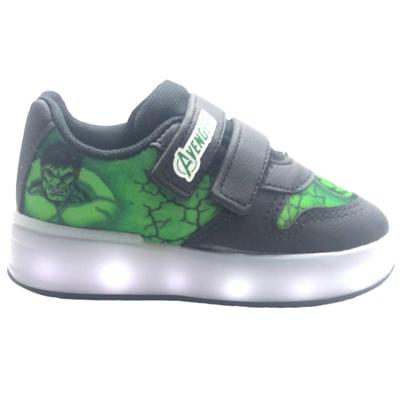 Imagem de Tênis Infantil Masculino Menino Hulk Personagem Luz que Pisca Casual Confortável Macio Leve Calce Fácil